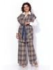 Брючный костюм артикул: 1172 песочный-деним (клетка) от Anastasia - вид 1