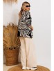Брючный костюм артикул: 1246 бежево-черный+светло-бежевый от Anastasia - вид 2
