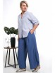 Брючный костюм артикул: 2347 голобуй полоска+синий от AlaniCollection - вид 7
