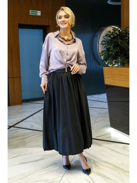 2400 сирень блузка, черная юбка