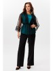 Брючный костюм артикул: М-218 черный+зеленый от Мублиз - вид 1