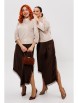 Юбочный костюм артикул: М-302 беж+шоколад от Мублиз - вид 23