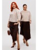 Юбочный костюм артикул: М-302 беж+шоколад от Мублиз - вид 25