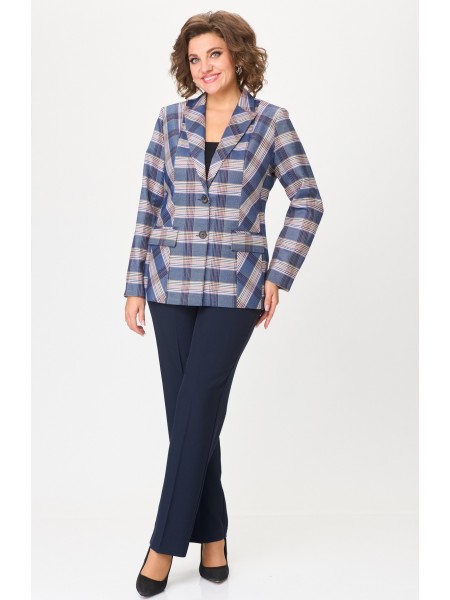 412+596 бело-синяя клетка+синий однотон