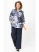 Брючный костюм артикул: 877+601 синий принт+синий от БелЭльСтиль - вид 5