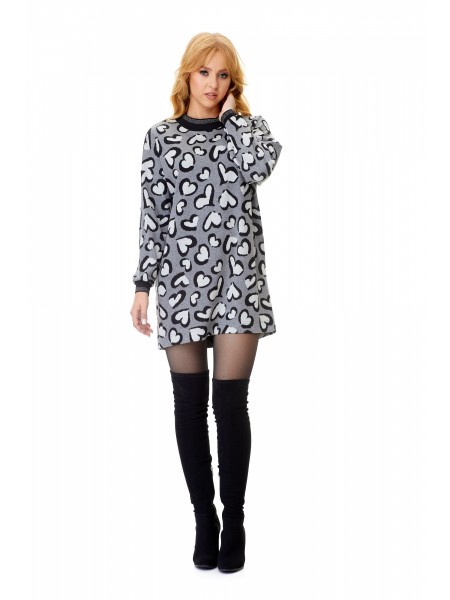 M-7575 «сердце» меланж серый