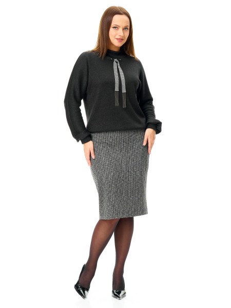 М-7713 черный и меланж полоска