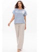Брючный костюм артикул: 3068 серо-голубой+натуральный от Ma Сherie - вид 1