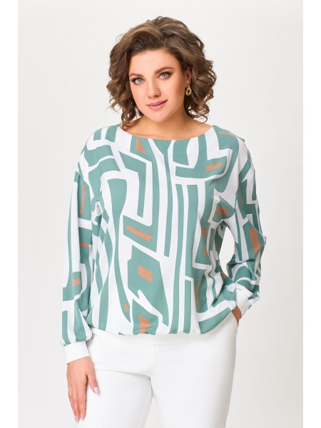 830 мятно-белый принт с коричневым