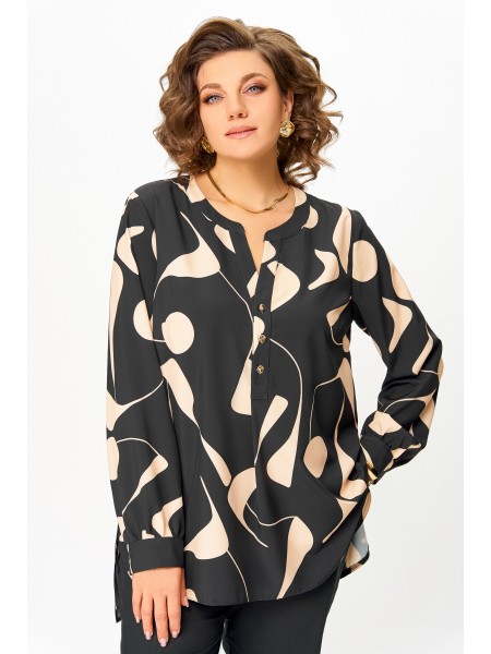 851 чёрный в бежевый принт