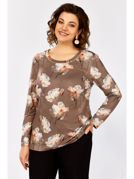 878.2 капучино, принт серо-оранжевые цветы