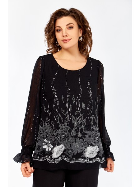 803.5 чёрный, принт белые цветы