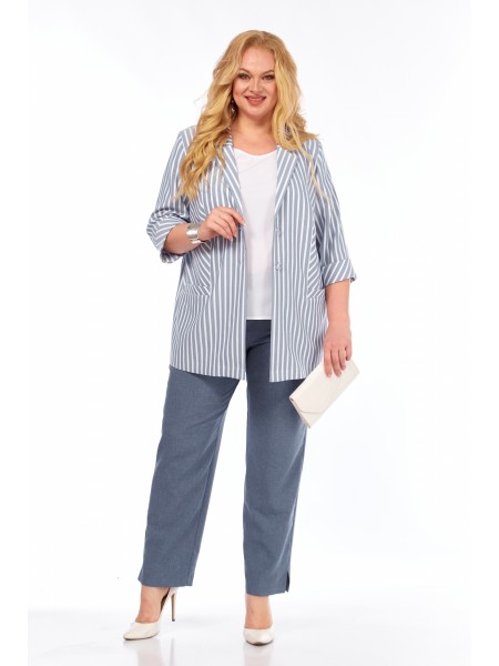 М-374 джинсовый+белый